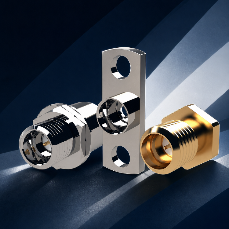 Standard Interface Panel Mount Connectors Products >> RF/Microwave Cables & Interconnect >> RF Cable, Cable Connectors &
